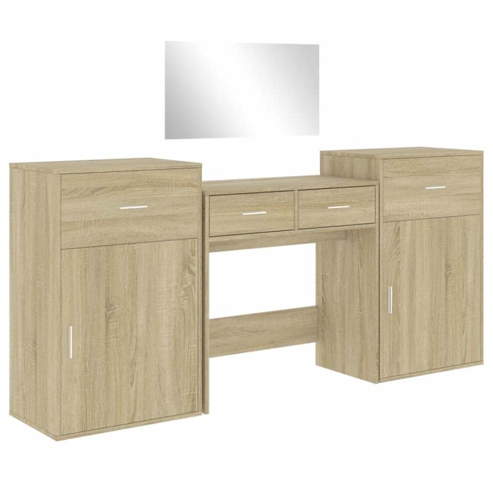 vidaXL Dressing Table Set 4 Piece Cosmetic Table Sonoma Oak Engineered Wood