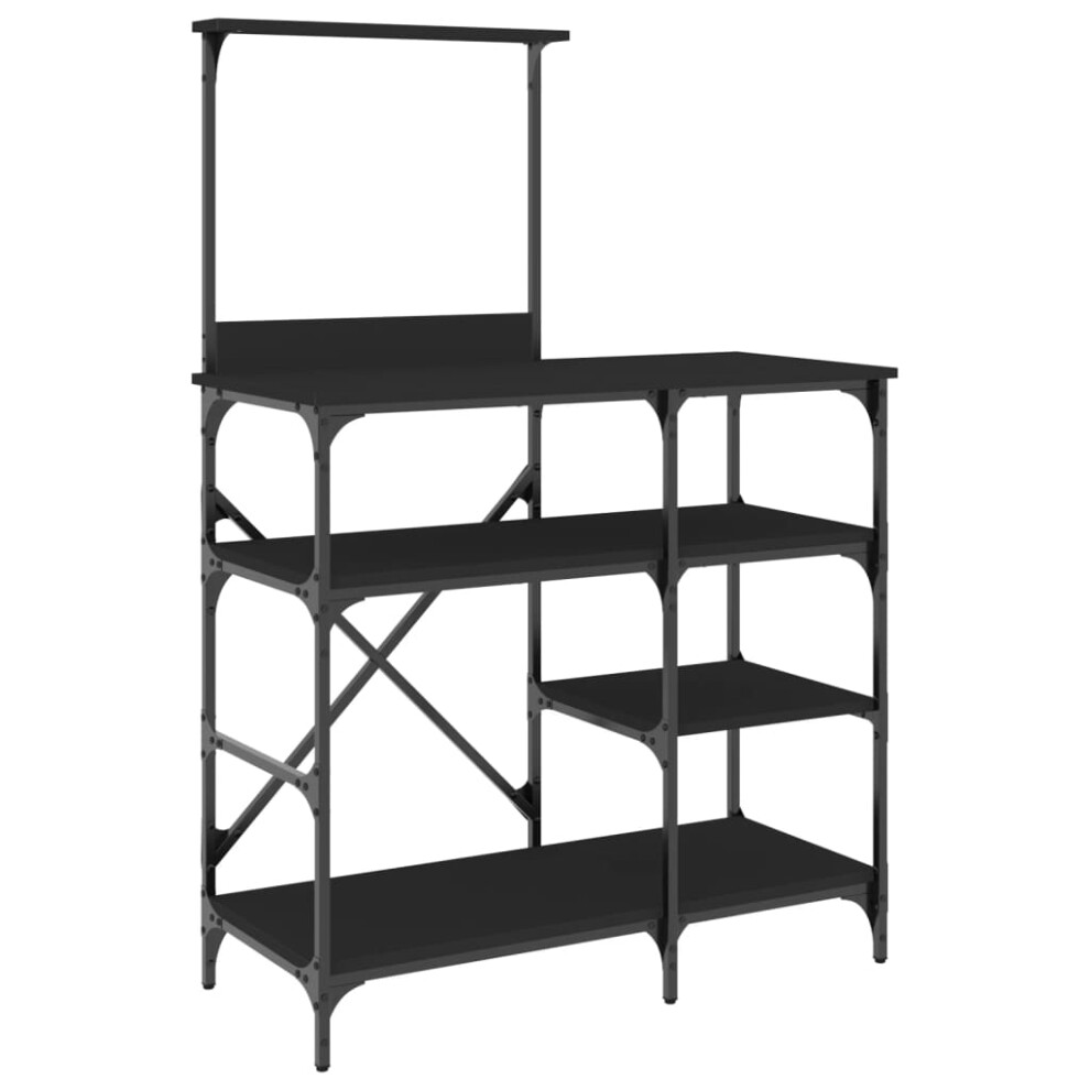 vidaXL Baker's Rack Storage Shelf Kitchen Rack Black Engineered Wood and Metal