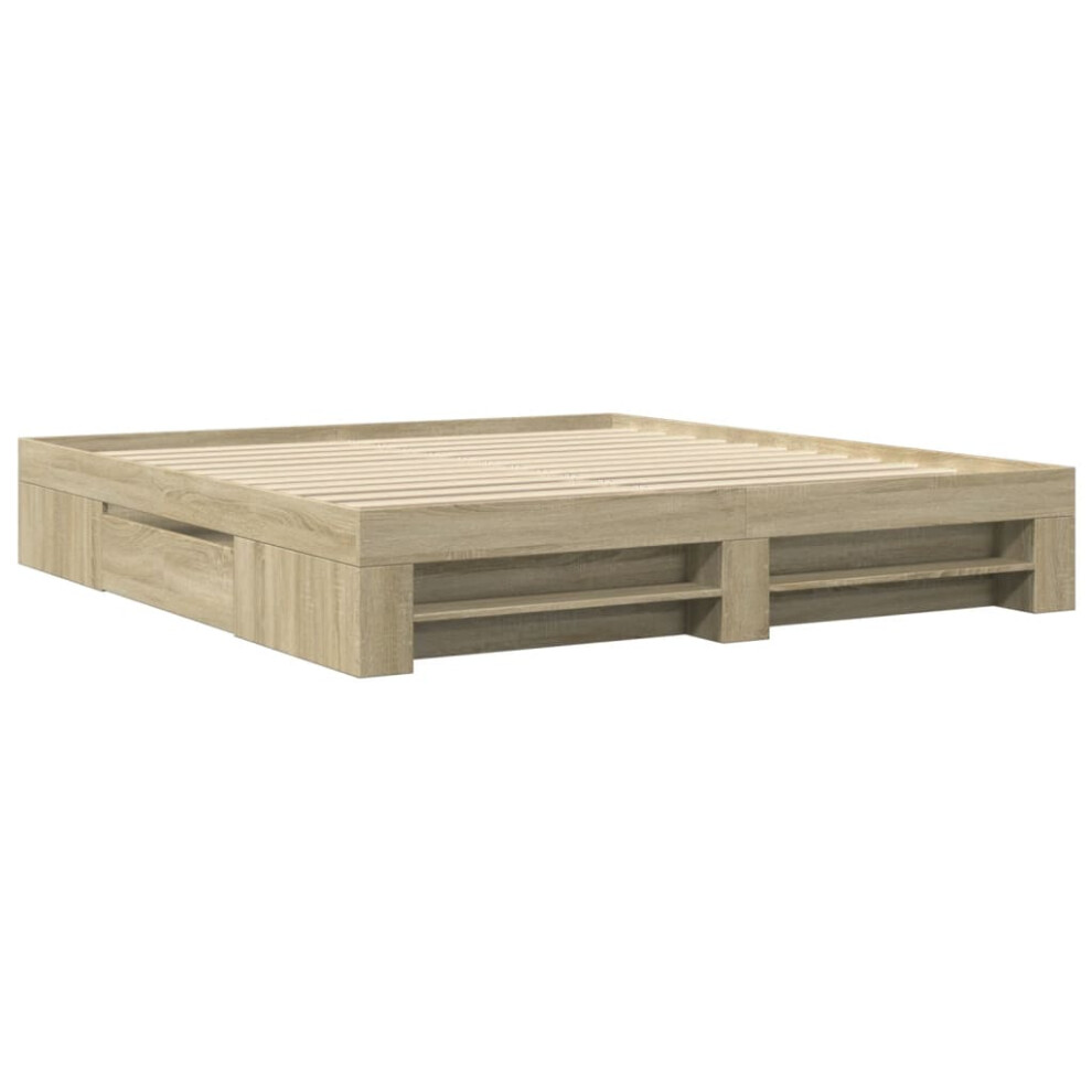 Vidaxl Bed Frame Bed Base Sonoma Oak 180X200 Cm King Size Engineered Wood