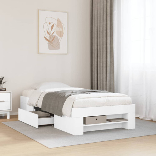 VidaXL vidaXL Bed Frame Bed Base Bedstead White 90x190 cm Single Engineered Wood 2