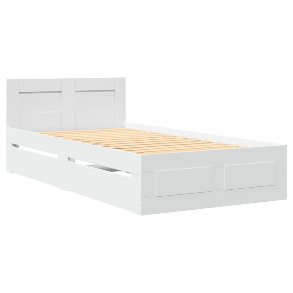 vidaXL Bed Frame Home Bed Base with Headboard White 90x200 cm Engineered Wood