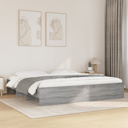 VidaXL vidaXL Bed Frame Bed Base Bedstead Grey Sonoma 200x200 cm Engineered Wood 2