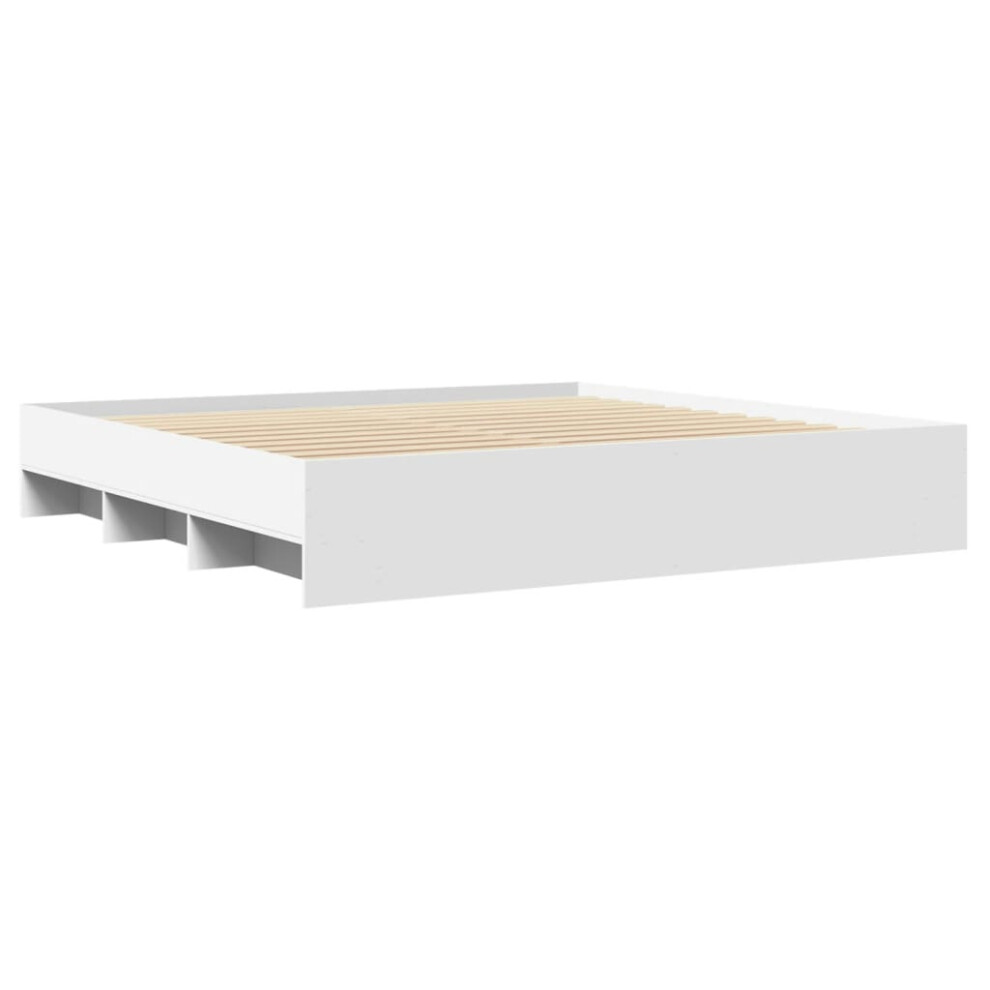 vidaXL Bed Frame Bed Base Bedstead White 180x200 cm King Size Engineered Wood