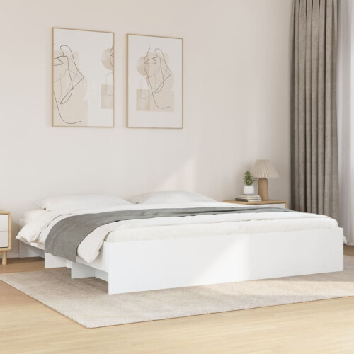 VidaXL vidaXL Bed Frame Bed Base Bedstead White 180x200 cm King Size Engineered Wood 2