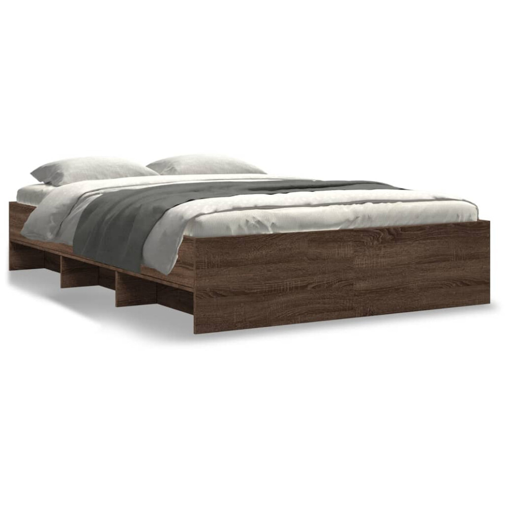 Vidaxl Bed Frame Bed Base Home Bedstead Brown Oak 120X200 Cm Engineered Wood