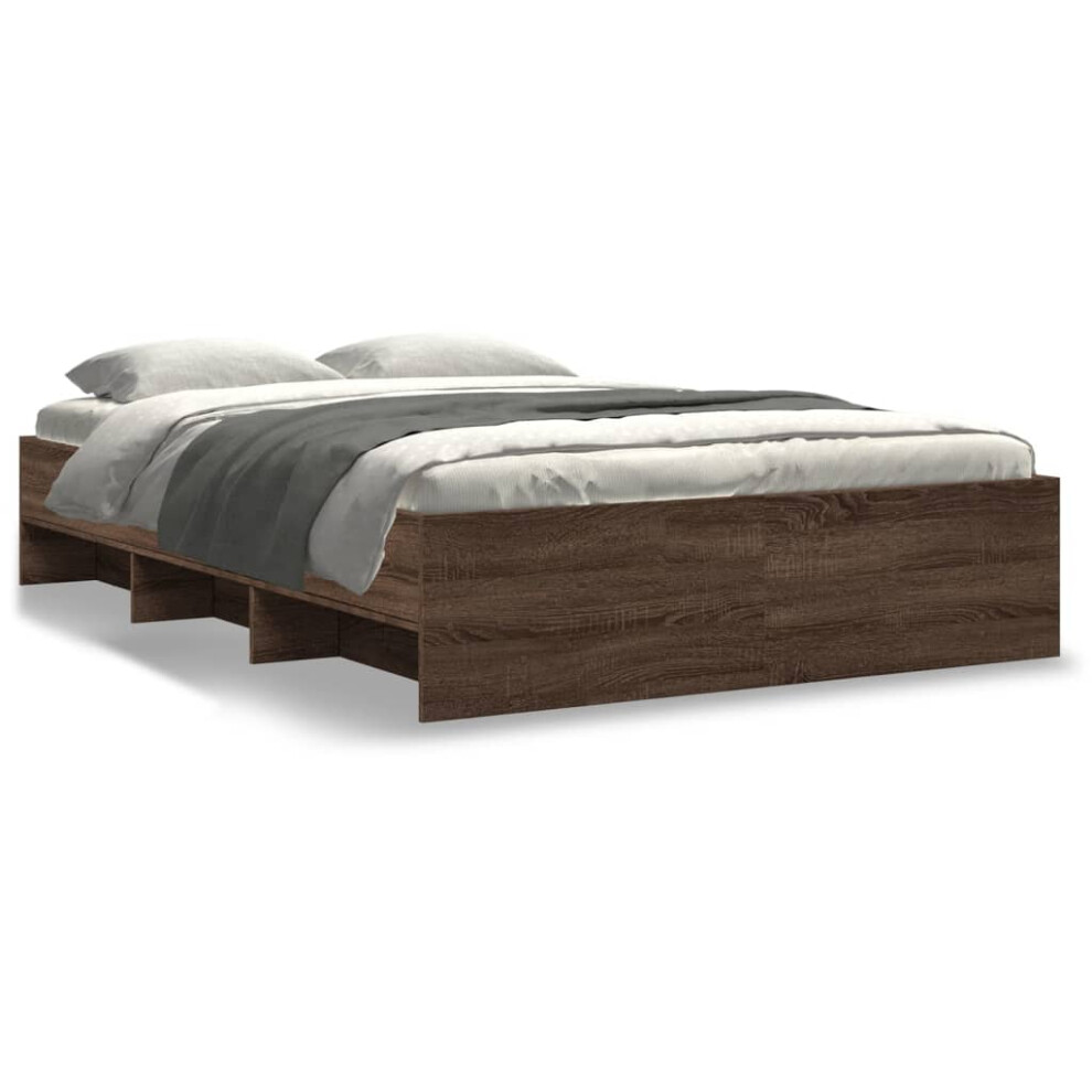 vidaXL Bed Frame Bed Base Home Bedstead Brown Oak 120x200 cm Engineered Wood