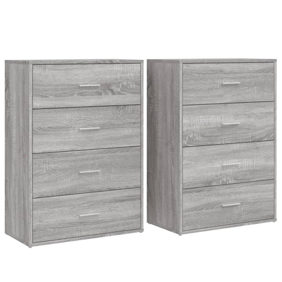 vidaXL Sideboards Cupboard Cabinet Highboard 2 pcs Grey Sonoma Engineered Wood