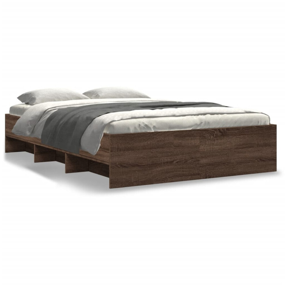 Vidaxl Bed Frame Bed Base Home Bedstead Brown Oak 140X190 Cm Engineered Wood