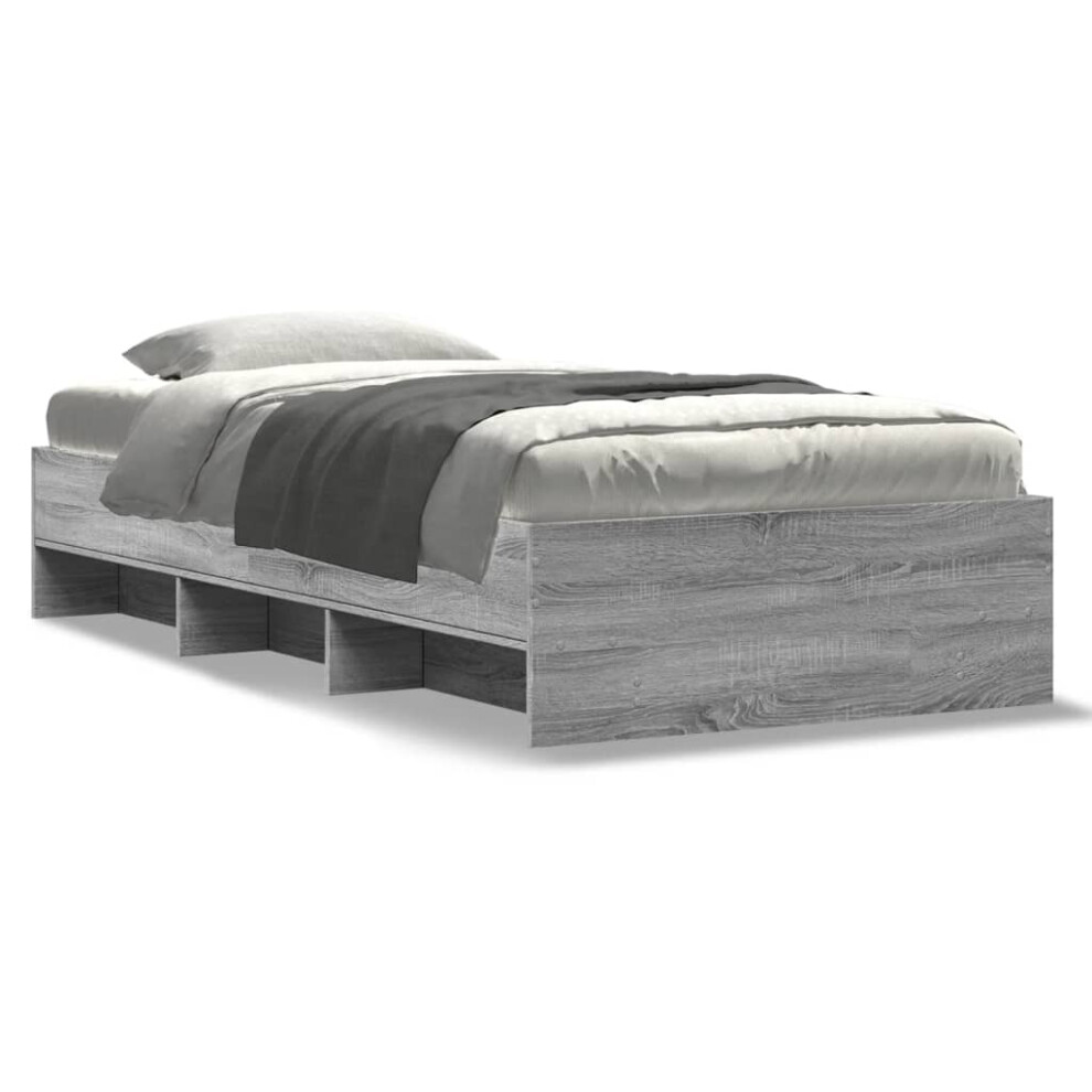 Vidaxl Bed Frame Bed Base Bedstead Grey Sonoma 100X200 Cm Engineered Wood
