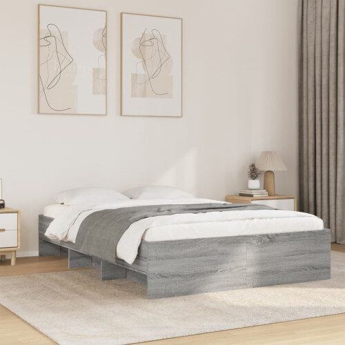 VidaXL vidaXL Bed Frame Bed Base Grey Sonoma 120x190 cm Small Double Engineered Wood 2