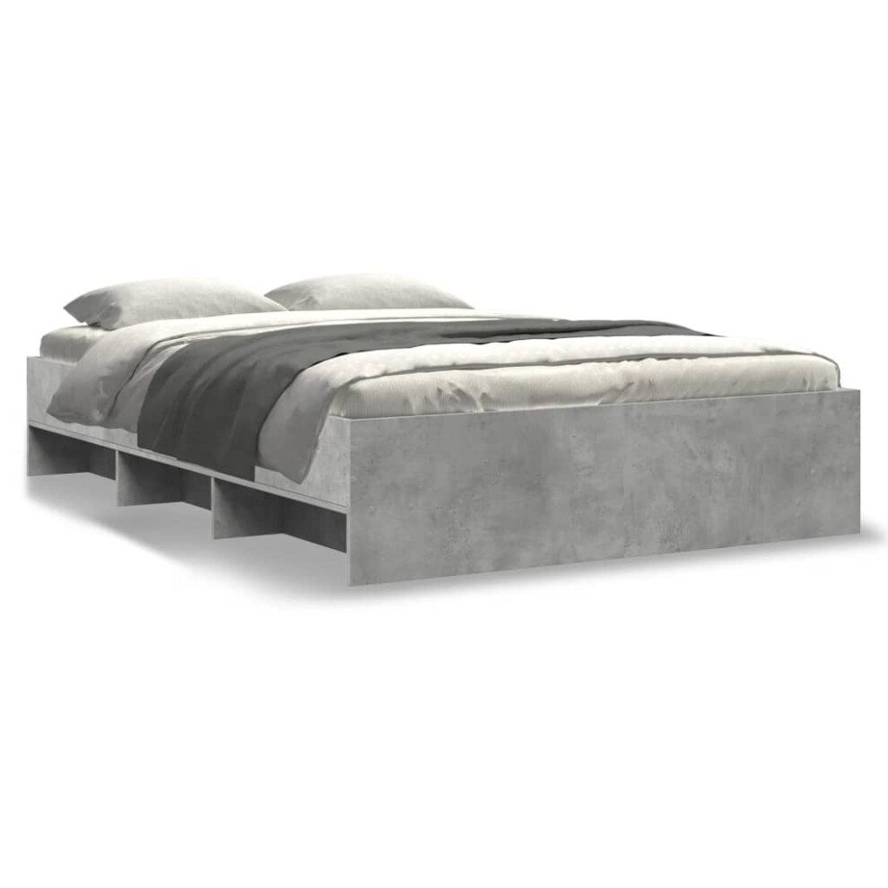 vidaXL Bed Frame Bed Concrete Grey 120x190 cm Small Double Engineered Wood