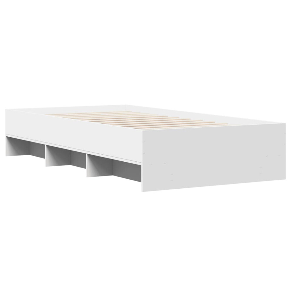 vidaXL Bed Frame Home Bed Base White 75x190 cm Small Single Engineered Wood