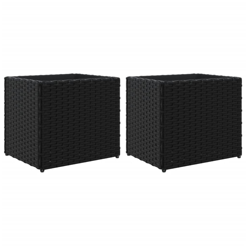 vidaXL Garden Planters Outdoor Flower Pot Planter Pot 2 pcs Black Poly Rattan