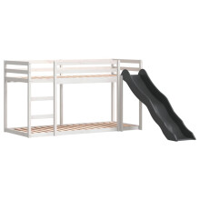 vidaXL Etagenbett mit Rutsche & Leiter Weiß 90x200cm Massivholz Kiefer