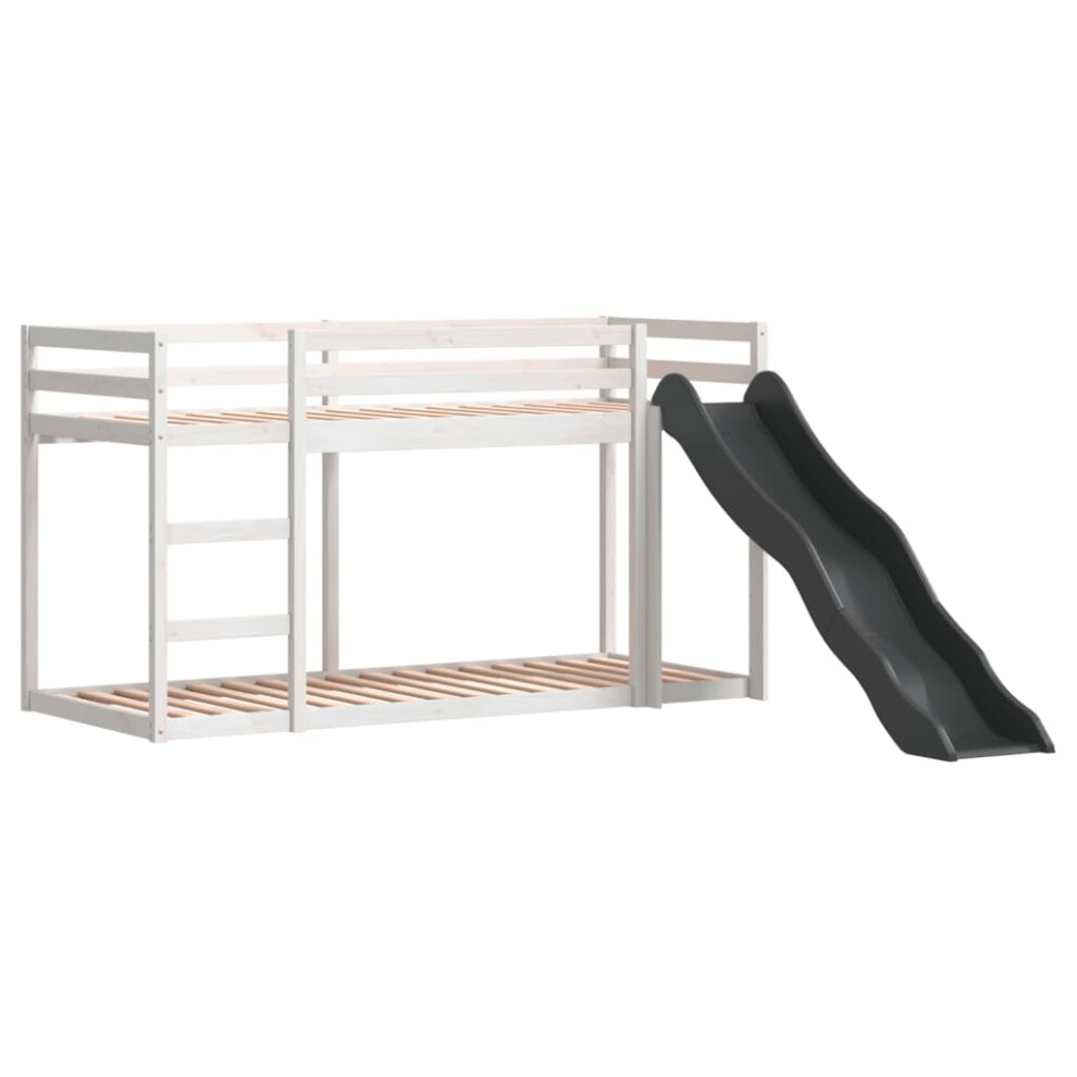 vidaXL Bunk Bed with Slide and Ladder Loft Bed White 90x200 cm Solid Wood Pine