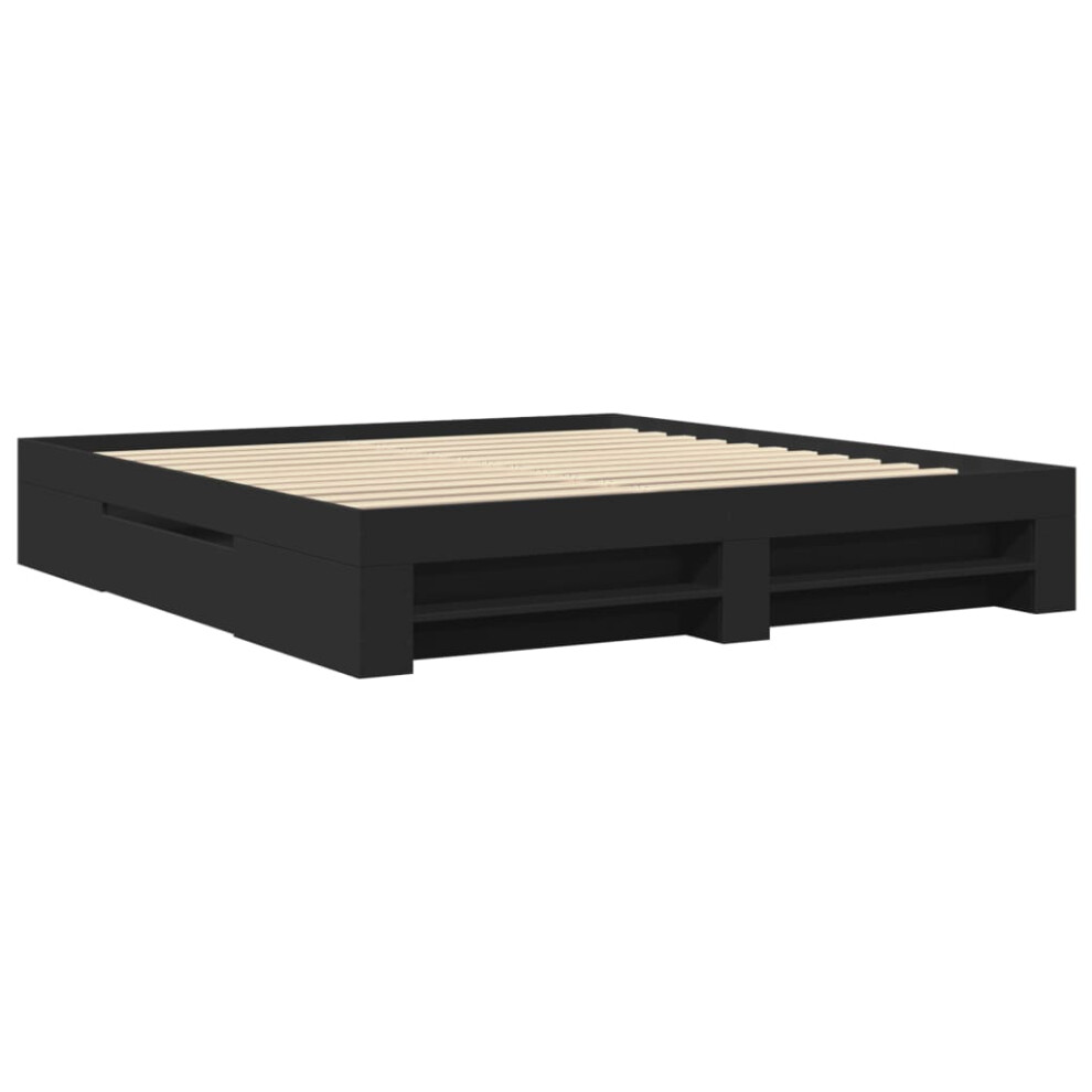 vidaXL Bed Frame Bed Base Mattress Foundation Black 200x200 cm Engineered Wood