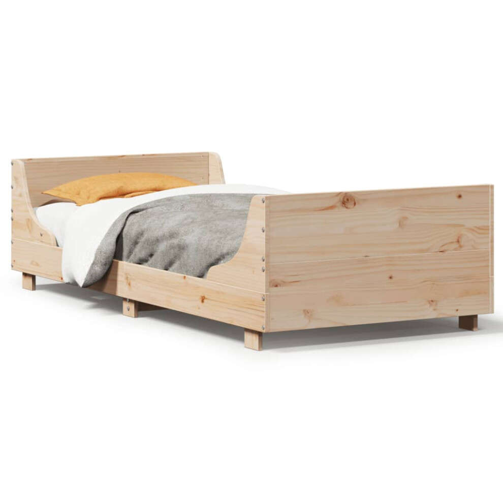 vidaXL Bed Frame with Headboard Bed 75x190 cm Small Single Solid Wood Pine