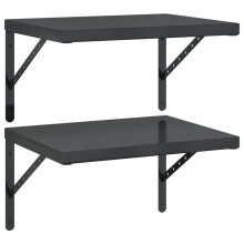 vidaXL Wall Shelves Floating Shelf Storage Shelf 2 pcs Black Stainless Steel