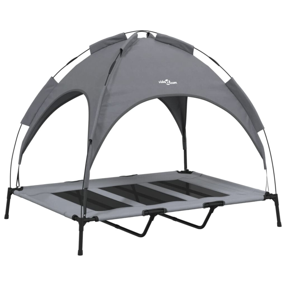 Vidaxl Dog Bed With Canopy Elevated Dog Cot Oxford Fabric And Steel Anthracite