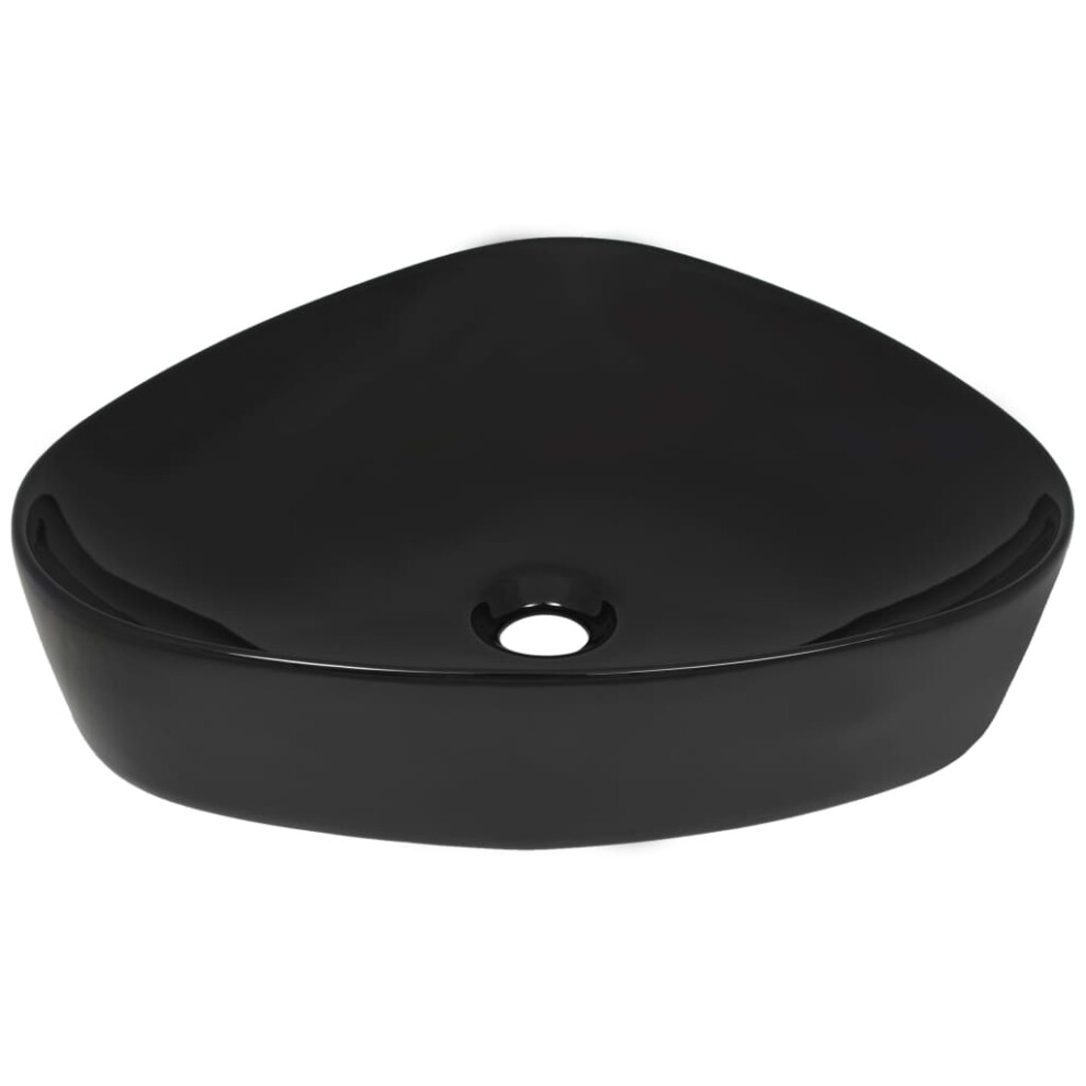 vidaXL Basin Wash Basin Countertop Basin Bathroom Sink Ceramic Triangle Black