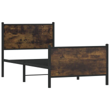 vidaXL Metal Bed Frame with Headboard & Footboard Smoked Oak 90x190 cm Single