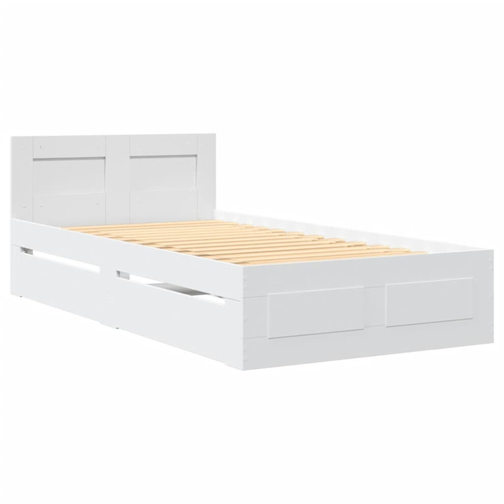 vidaXL Bed Frame with Headboard Bed White 90x190 cm Single Engineered Wood