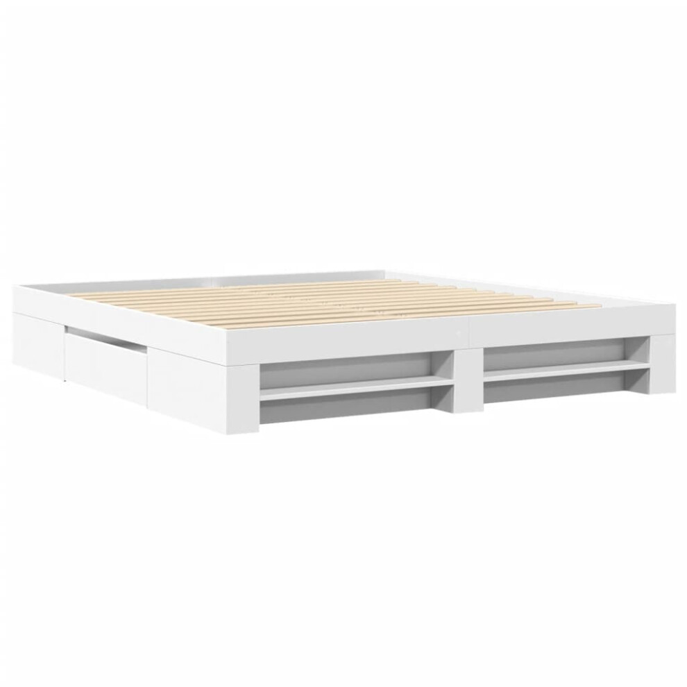 vidaXL Bed Frame Bed Base Bedstead White 180x200 cm King Size Engineered Wood