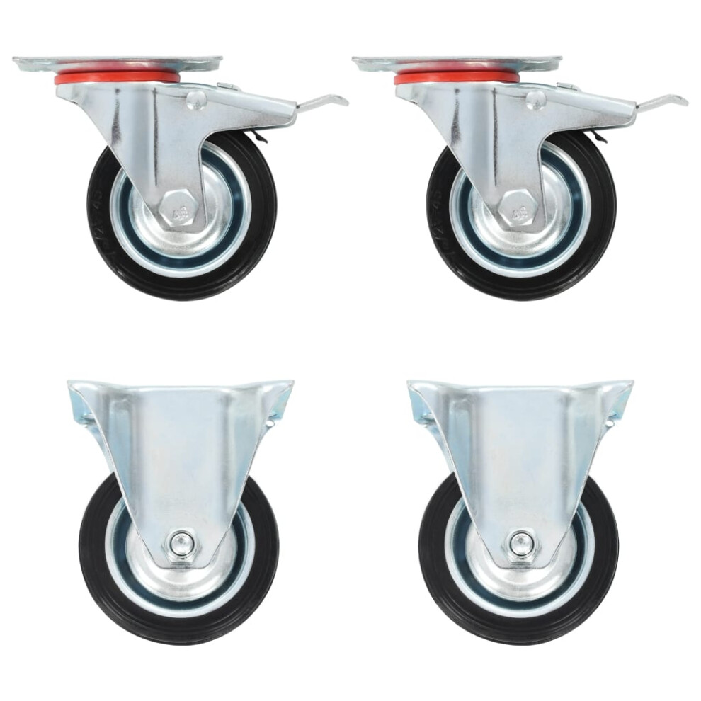 vidaXL 4x Casters 75mm Heavy Duty Wheels Trolley Furniture Handing Accessory