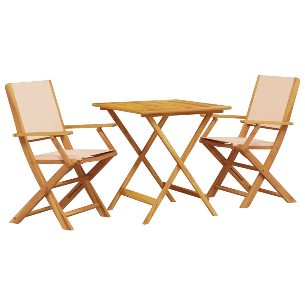 vidaXL Bistro Set 3 Piece Bar Set Balcony set Beige Fabric and Solid Wood