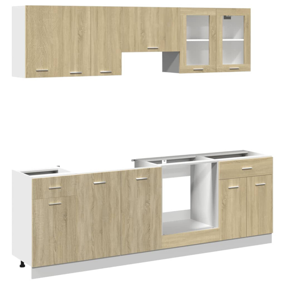 vidaXL Kitchen Cabinet Set 8 Piece Storage Unit Sonoma Oak Engineered Wood