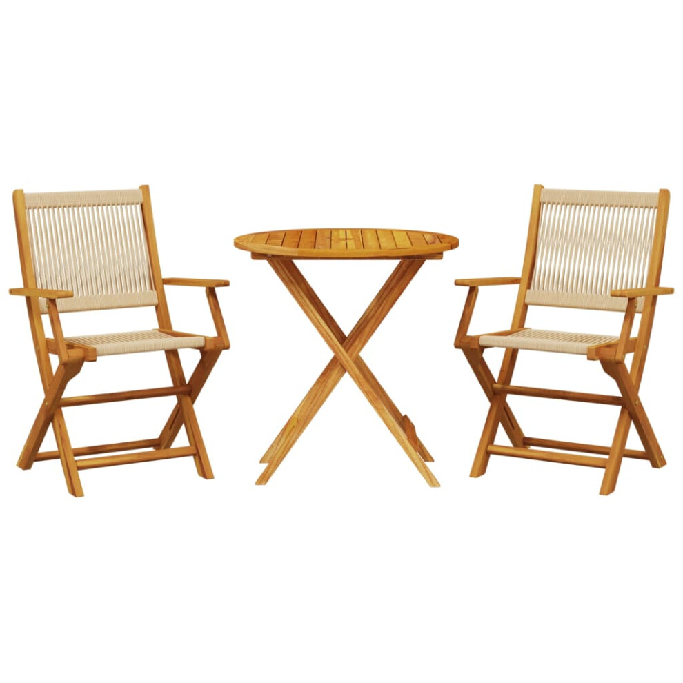 vidaXL Bistro Set 3 Piece Outdoor Bar Set Beige Polypropylene and Solid Wood