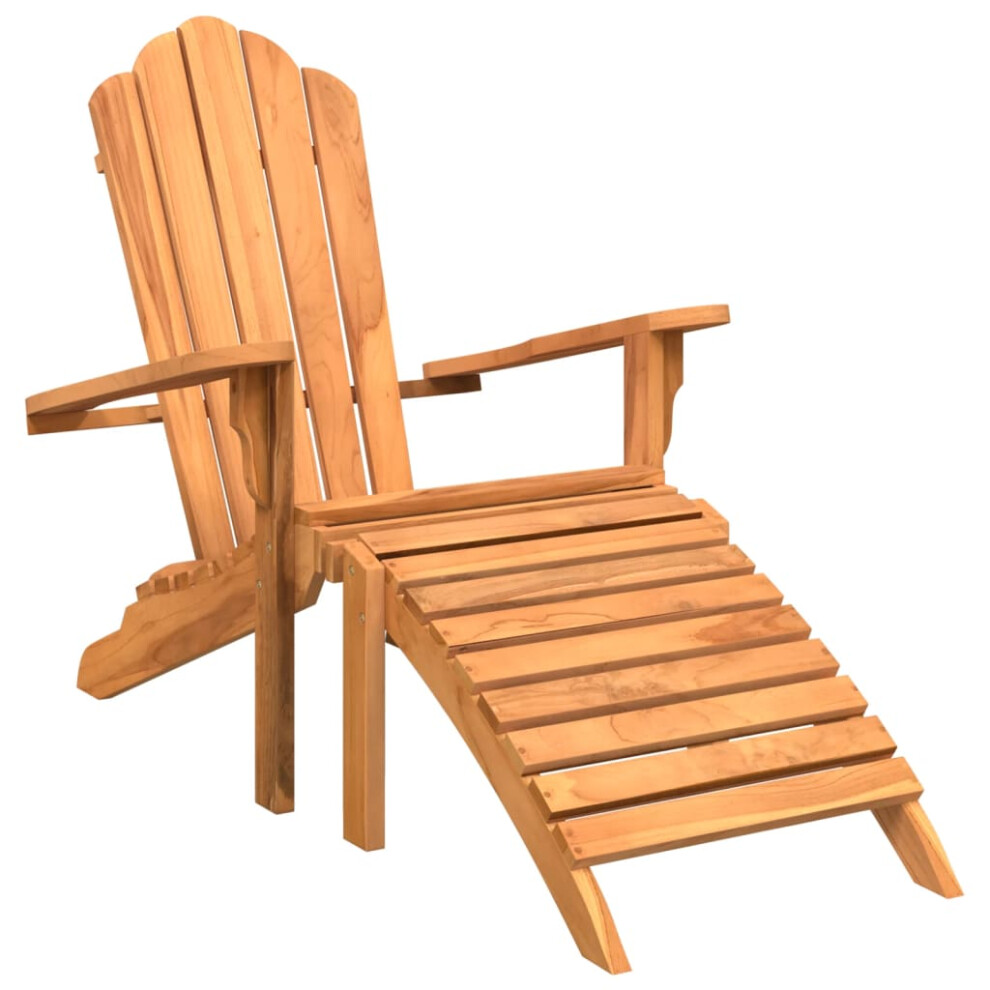 vidaXL Garden Adirondack Chair with Footrest Outdoor Chair Solid Wood Teak