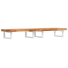 vidaXL Basin Shelf Wall Mounted Bathroom Countertop Steel & Solid Wood Acacia