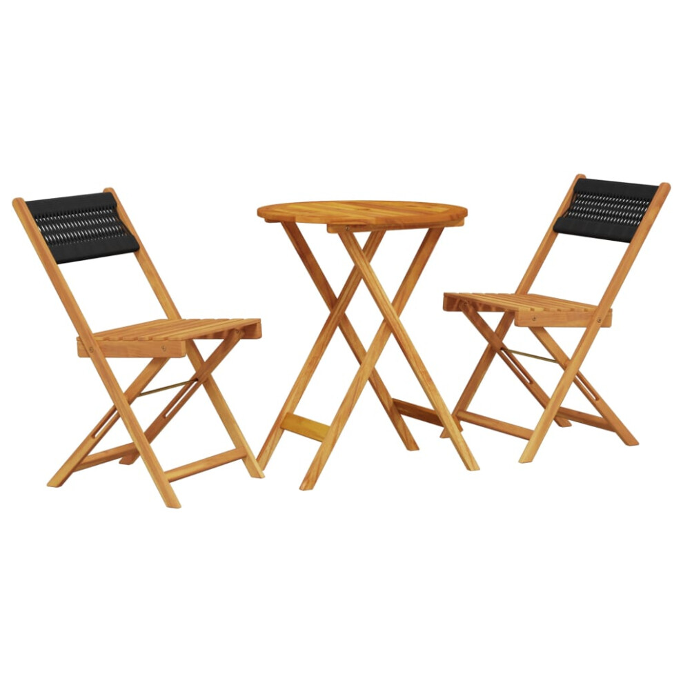 New Vidaxl Bistro Set 3 Piece Outdoor Bar Set Polypropylene And Solid Wood Black