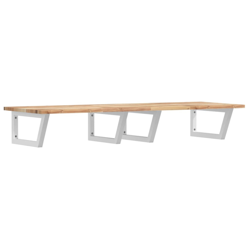 Vidaxl Basin Shelf Wall Mounted Bathroom Countertop Steel & Solid Wood Acacia