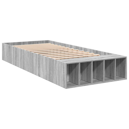 VidaXL vidaXL Bed Frame Bed Base Grey Sonoma 75x190 cm Small Single Engineered Wood