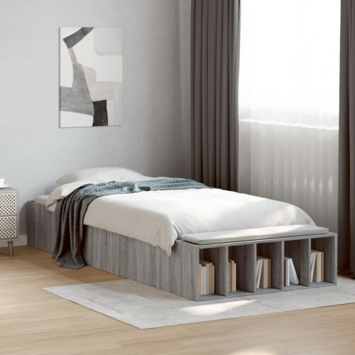 VidaXL vidaXL Bed Frame Bed Base Grey Sonoma 75x190 cm Small Single Engineered Wood 2