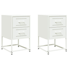 vidaXL Bedside Cabinets Nightstand Bed Table Bed Cabinet 2 pcs White Steel