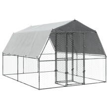 vidaXL Galvanised Steel Chicken Run Cage with Water-Resistant Roof and Lockable Door, 375x285x230 cm