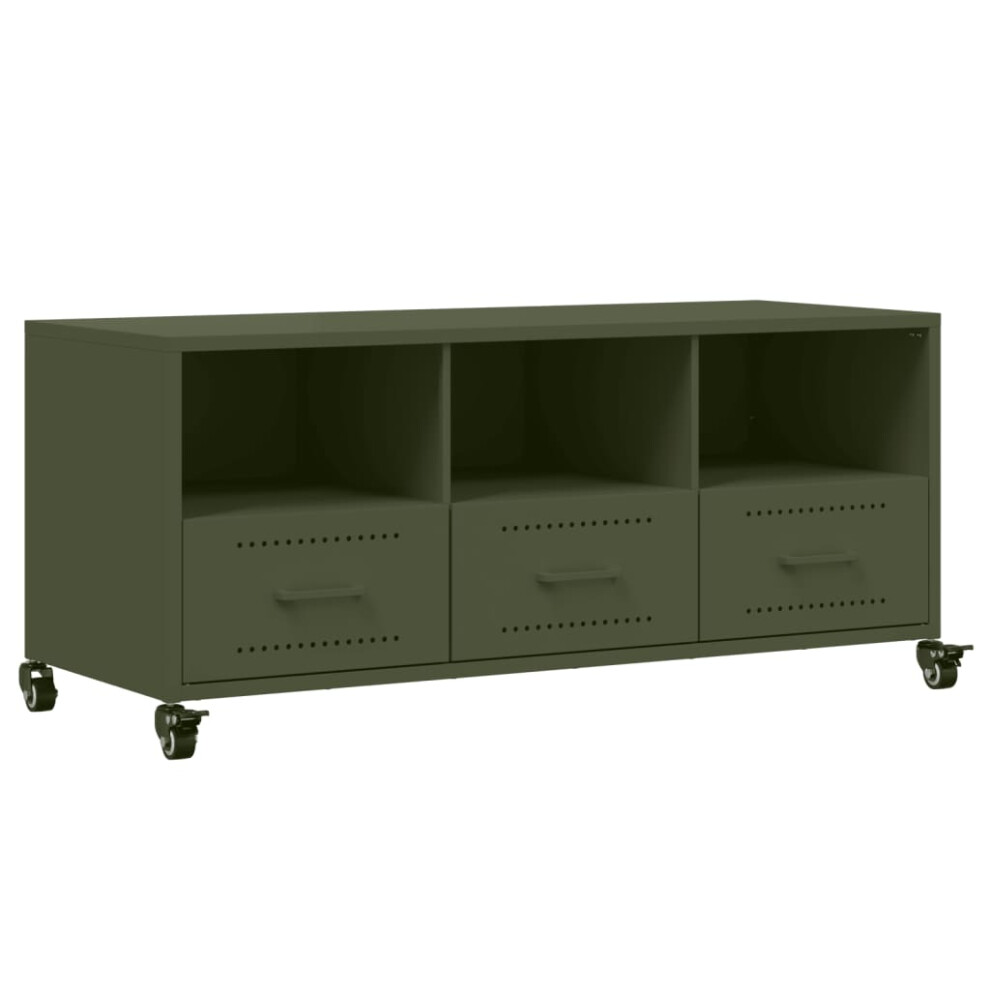 vidaXL TV Cabinet TV Stand TV Unit Media Cabinet Olive Green Cold-rolled Steel