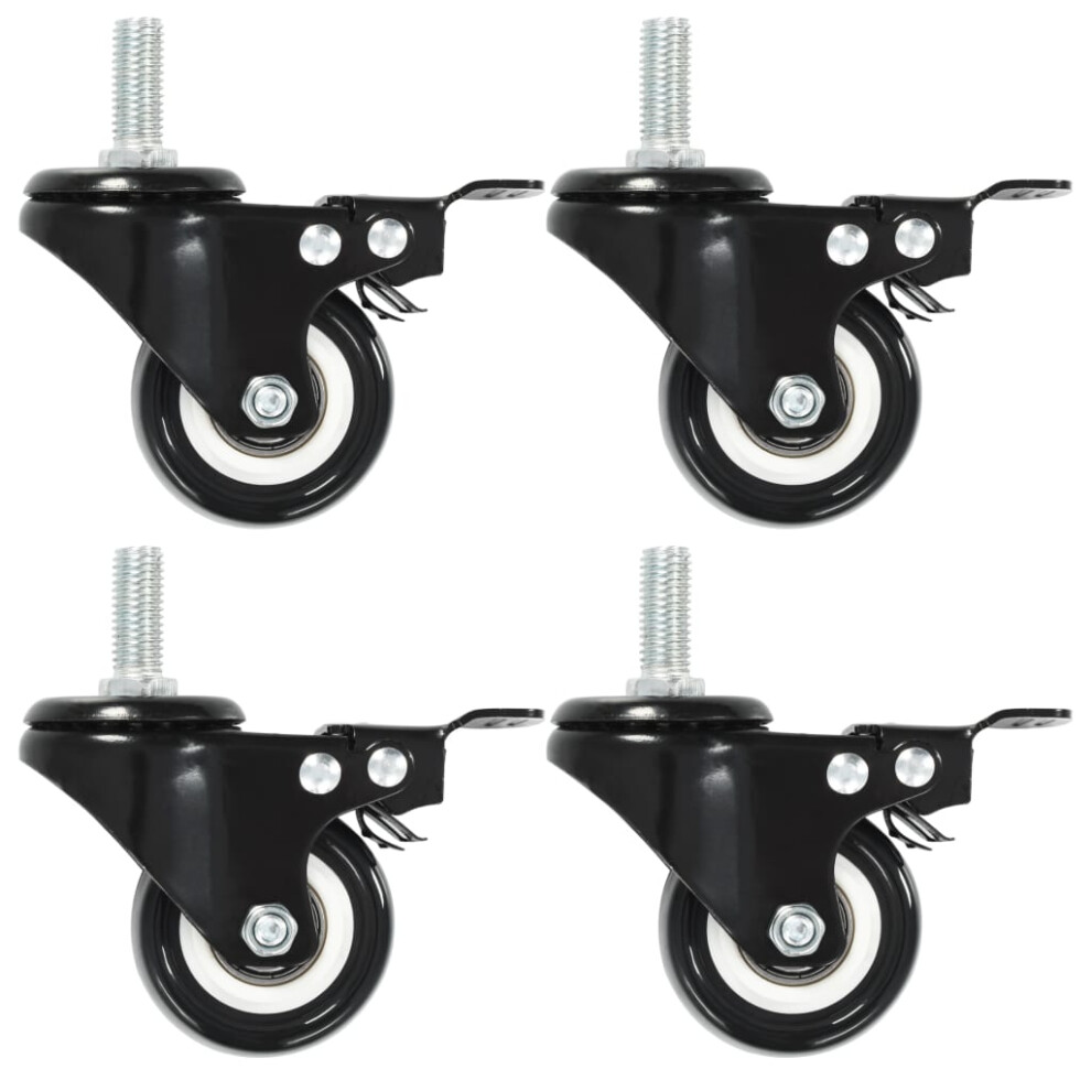 vidaXL 24x Swivel Casters with Brakes 50mm Trolley Furniture Moving Box Wheels