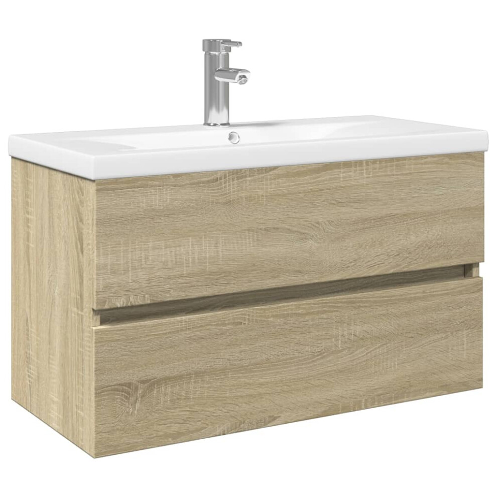 vidaXL Bathroom Furniture Set 2 Piece Sink Cabinet Ceramic and Engineered Wood