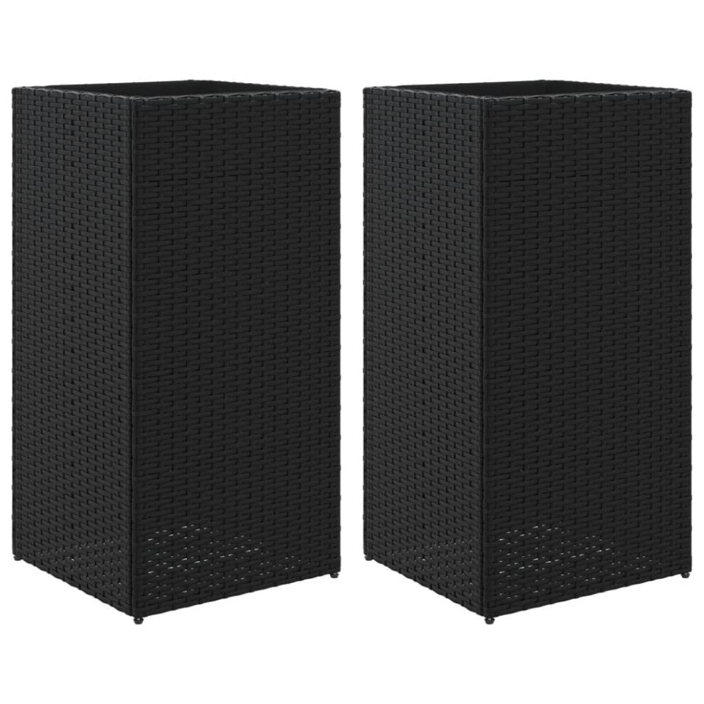 Vidaxl Garden Planters Outdoor Flower Pot Planter Pot 2 Pcs Black Poly Rattan