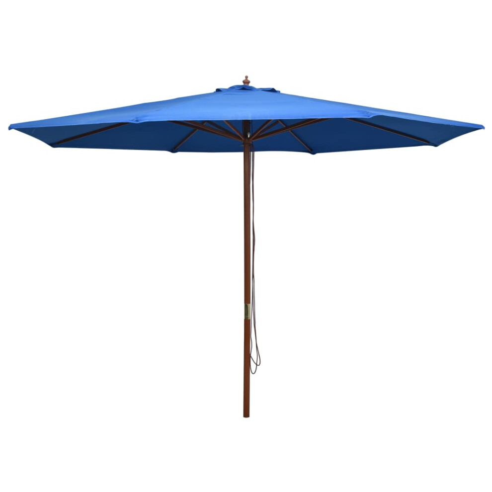 Vidaxl Garden Parasol With Wooden Pole Sunshade Outdoor Umbrella Canopy Blue