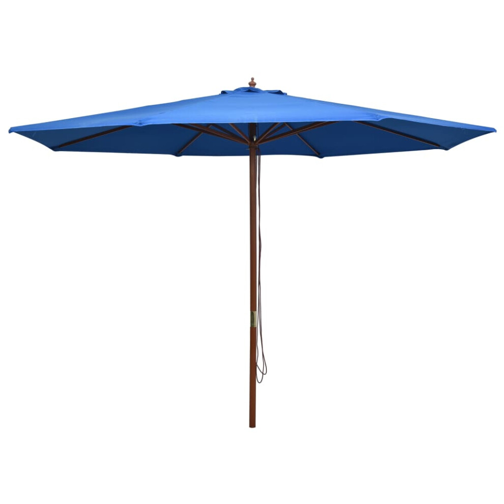 vidaXL Outdoor Parasol with Wooden Pole 350cm Blue Garden Patio Umbrellas