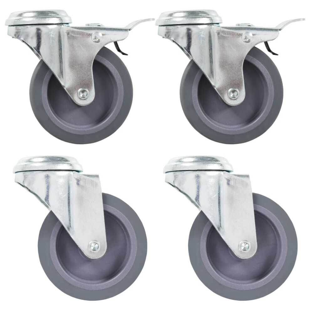 Vidaxl 4X Bolt Hole Swivel Casters 75Mm Rubber Drawer Box Bed Trolley Wheel