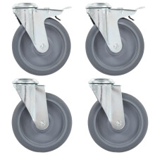vidaXL 4x Bolt Hole Swivel Casters 125mm Rubber Drawer Box Bed Trolley Wheel