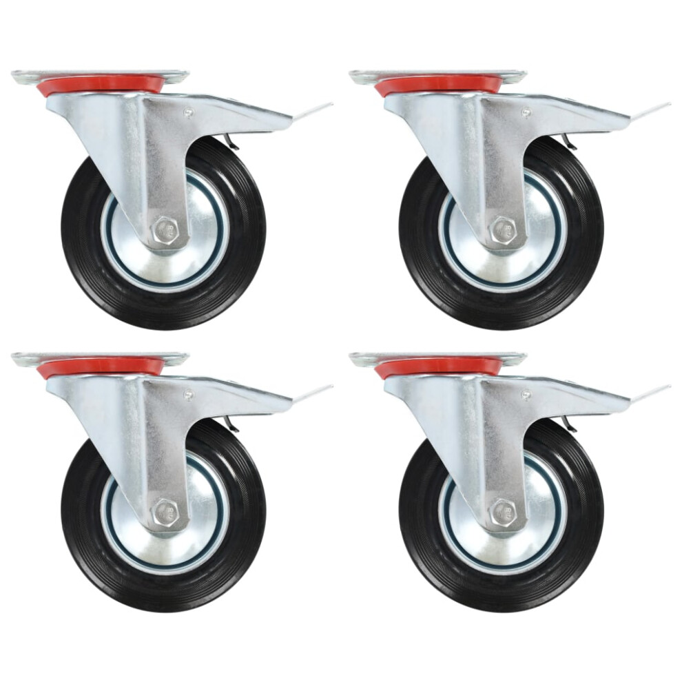 Vidaxl 4X Swivel Casters With Double Brakes 160Mm Wheels Trolley Furniture