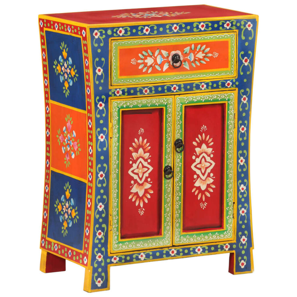 vidaXL Hand Painted Sideboard Cabinet Cupboard Highboard Solid Wood Mango