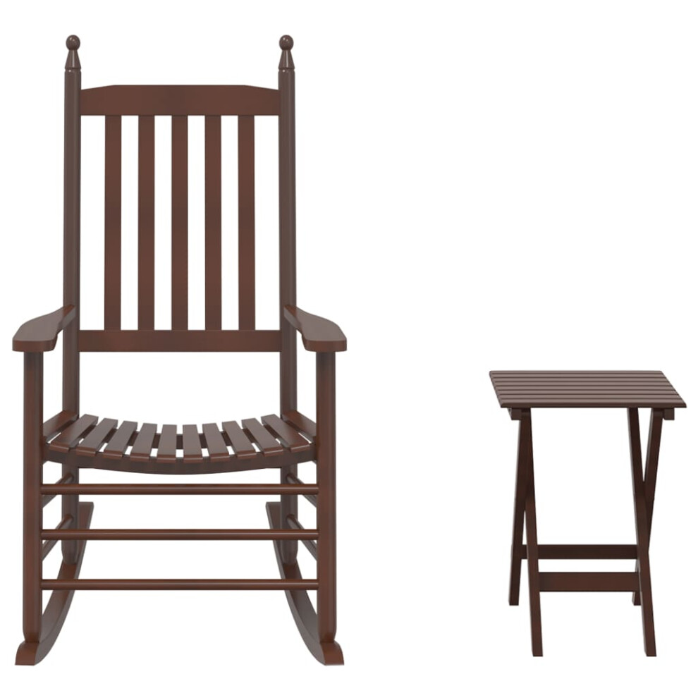 Vidaxl Rocking Chair With Foldable Table Garden Chair Brown Solid Wood Poplar